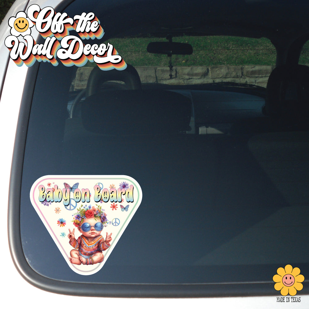 Groovy Hippie Baby | Baby on Board | Suction Cup Sign, Magnet OR Vinyl Decal Sticker
