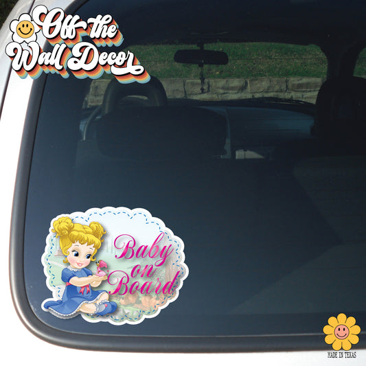 Little Cinderella | Baby on Board | Suction Cup Sign, Magnet OR Vinyl Decal Sticker