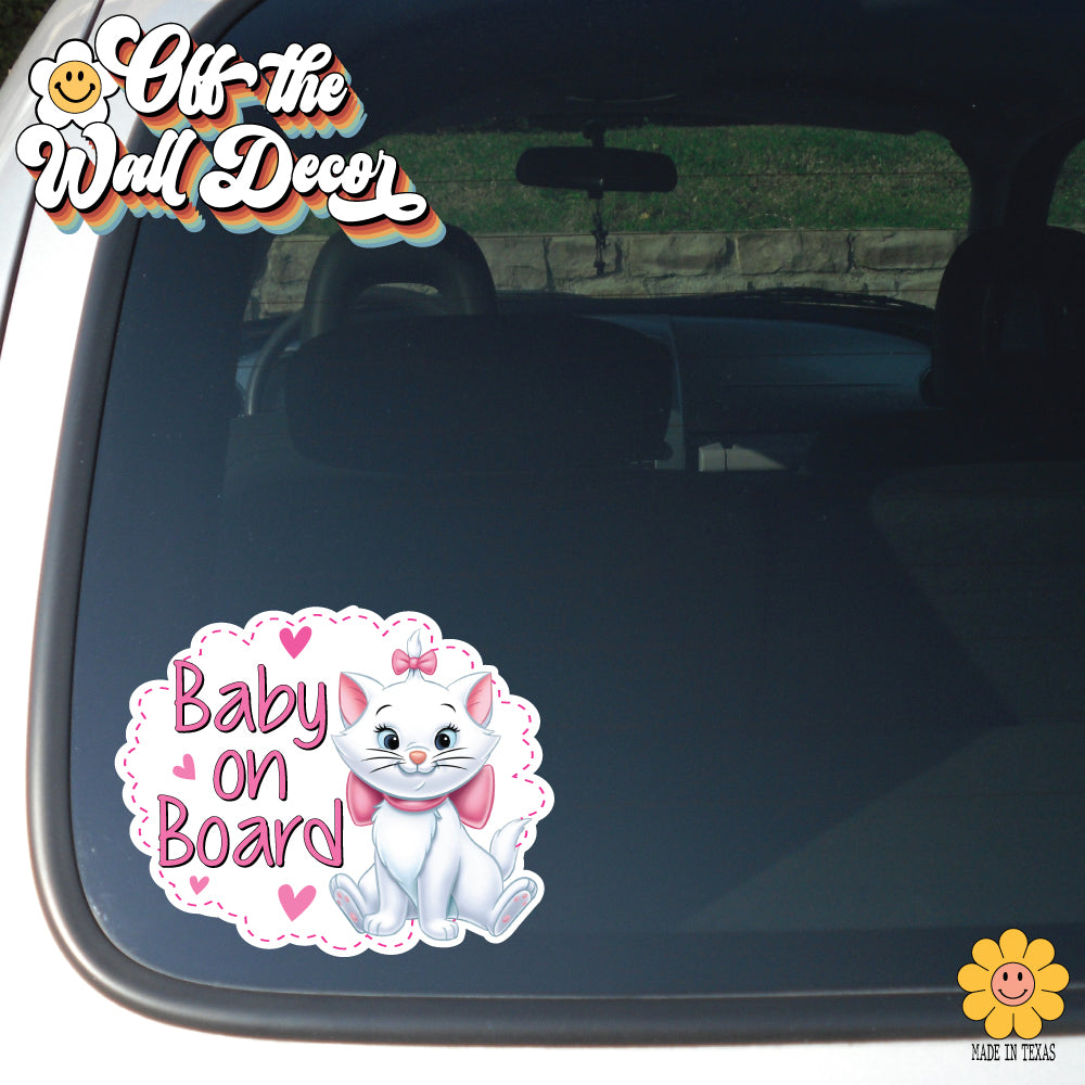 Marie Kitty | Baby on Board | Suction Cup Sign, Magnet OR Vinyl Decal Sticker