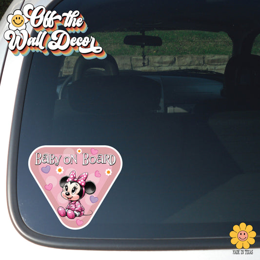 Minnie | Baby on Board | Suction Cup Sign, Magnet OR Vinyl Decal Sticker