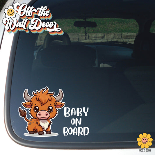 Baby Highland Cow | Baby on Board | Suction Cup Sign, Magnet OR Vinyl Decal Sticker