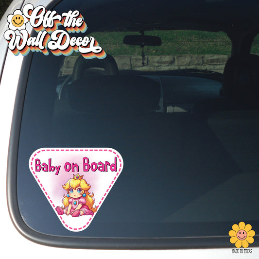 Baby Princess Peach | Baby on Board | Suction Cup Sign, Magnet OR Vinyl Decal Sticker