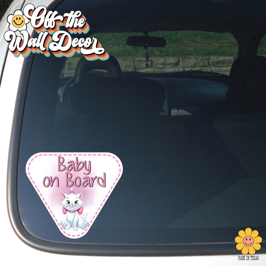 Marie Kitty | Baby on Board | Suction Cup Sign, Magnet OR Vinyl Decal Sticker