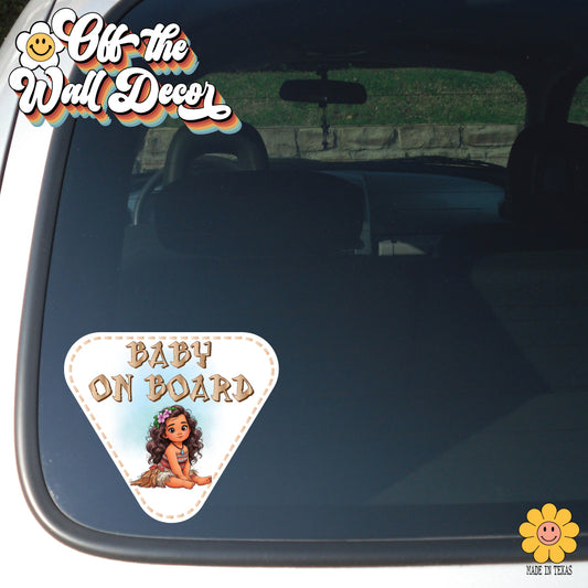 Moana Hawaiian Princess | Baby on Board | Suction Cup Sign, Magnet OR Vinyl Decal Sticker