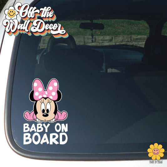 Baby Minnie | Baby on Board | Suction Cup Sign, Magnet OR Vinyl Decal Sticker