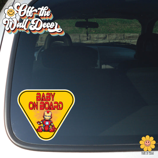 Little Hero Ironman | Baby on Board | Suction Cup Sign, Magnet OR Vinyl Decal Sticker