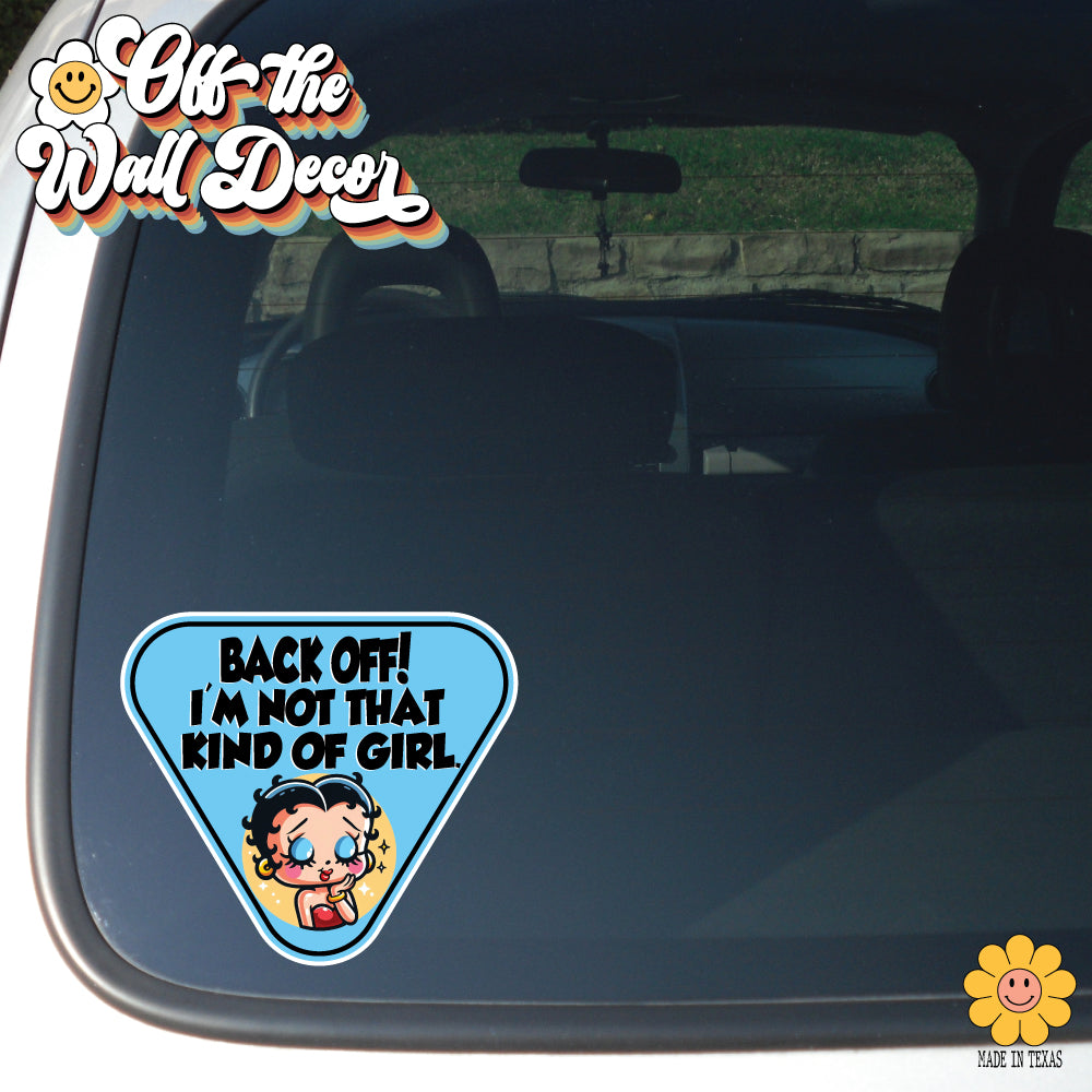 Back Off Betty Boop | Suction Cup Sign, Magnet OR Vinyl Decal Sticker