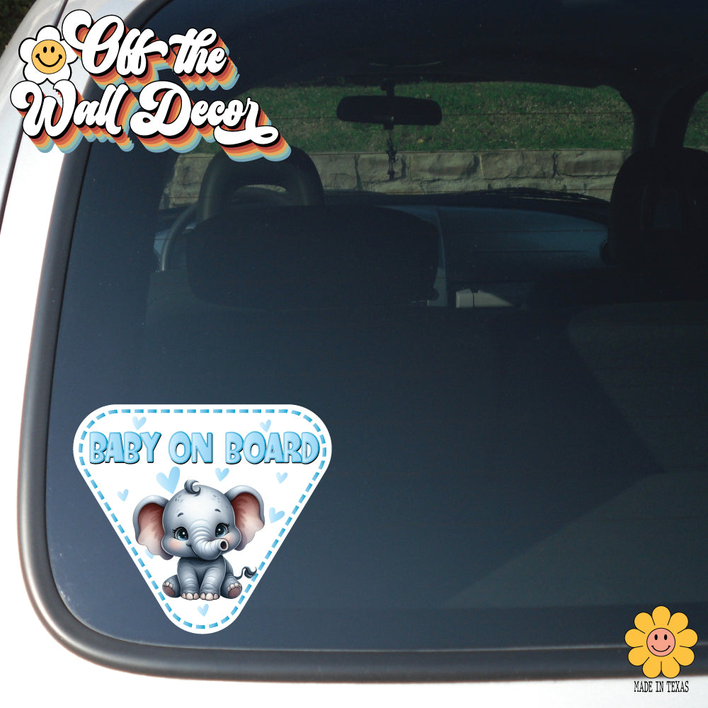 Baby Boy Elephant | Baby on Board | Suction Cup Sign, Magnet OR Vinyl Decal Sticker