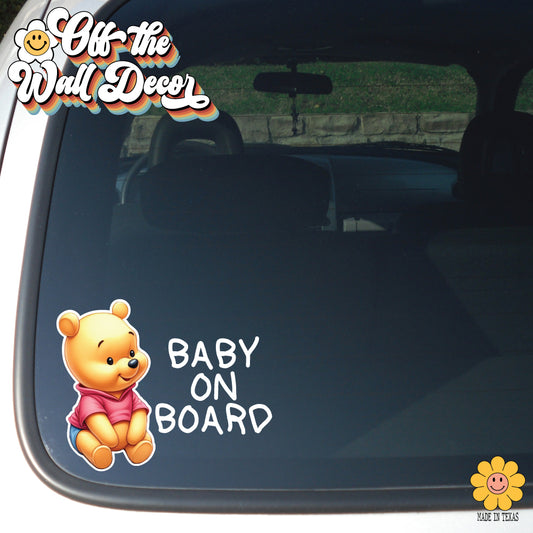 Baby Pooh Bear | Baby on Board | Suction Cup Sign, Magnet OR Vinyl Decal Sticker