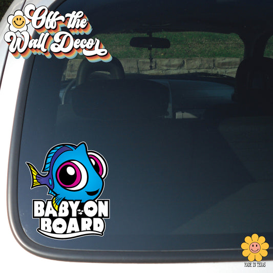 Baby Surgeon Fish Dory | Baby on Board | Suction Cup Sign, Magnet OR Vinyl Decal Sticker