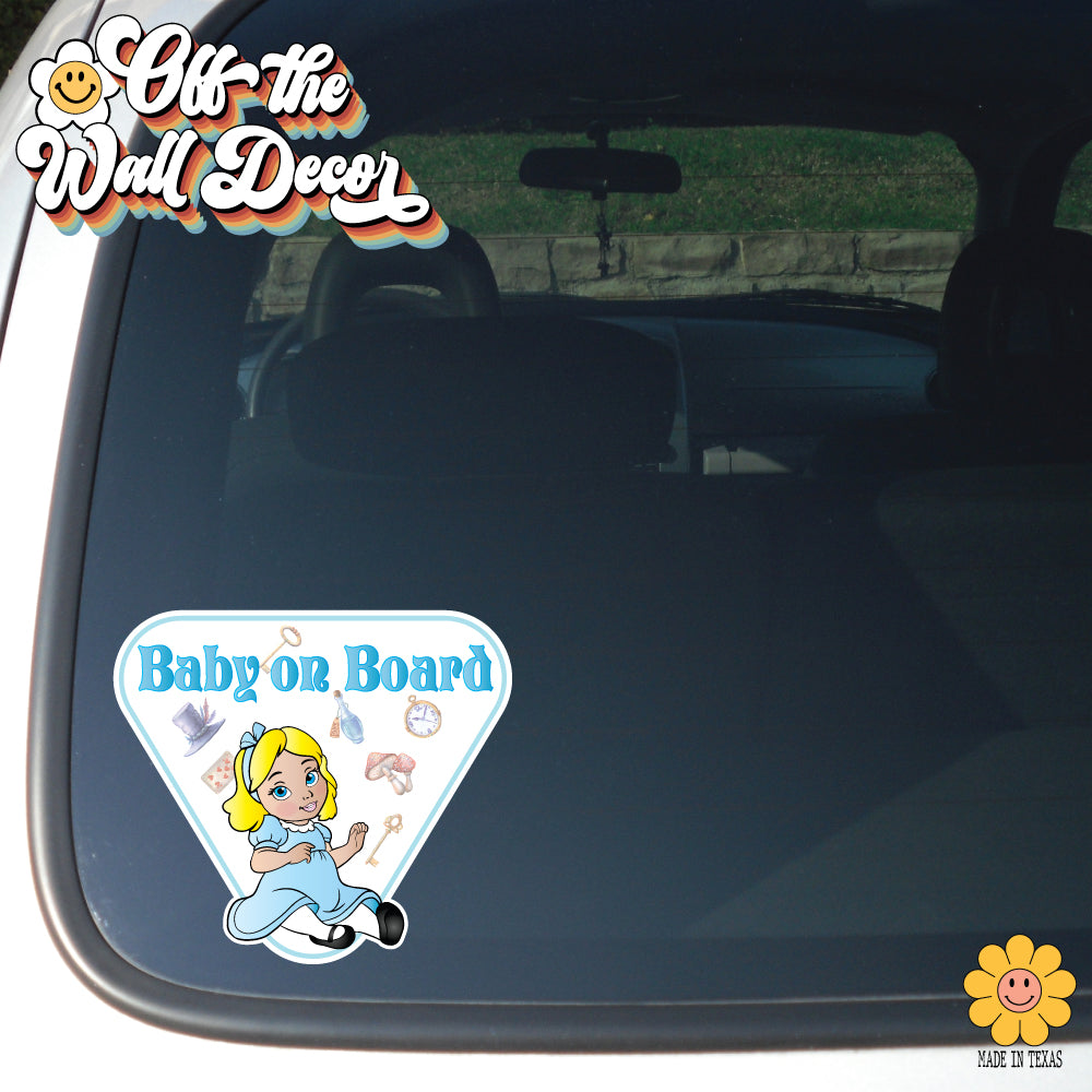 Little Alice in Wonderland | Baby on Board | Suction Cup Sign, Magnet OR Vinyl Decal Sticker