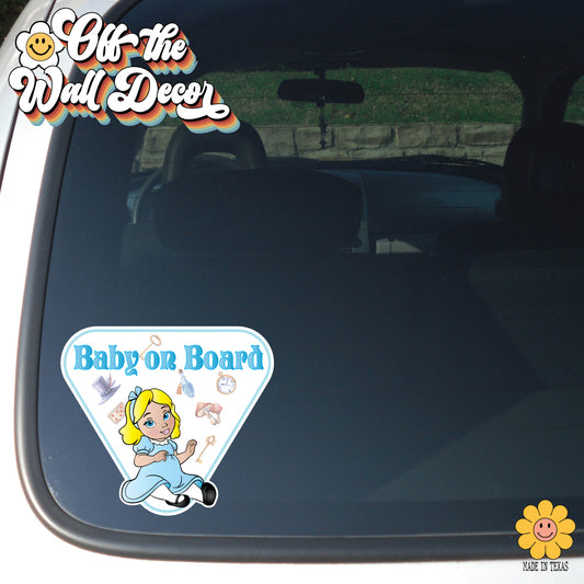 Little Alice in Wonderland | Baby on Board | Suction Cup Sign, Magnet OR Vinyl Decal Sticker