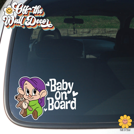 Baby Dopey | Baby on Board | Suction Cup Sign, Magnet OR Vinyl Decal Sticker