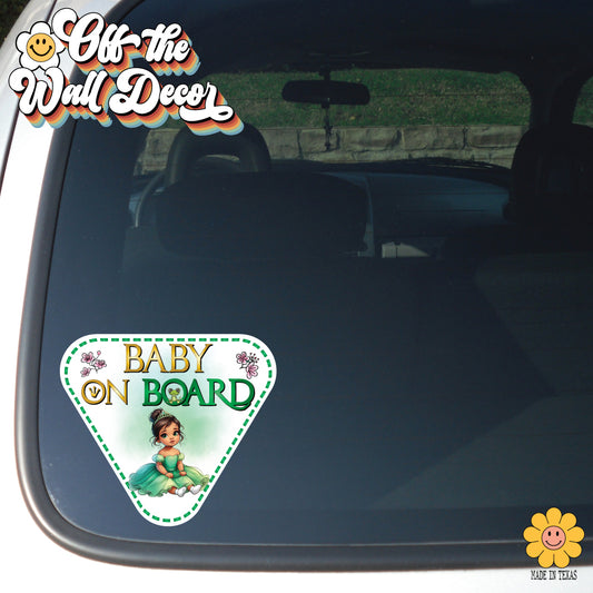 Baby Princess Tiana | Baby on Board | Suction Cup Sign, Magnet OR Vinyl Decal Sticker