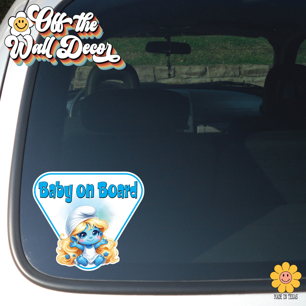 Little Smurfette | Baby on Board | Suction Cup Sign, Magnet OR Vinyl Decal Sticker