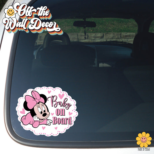 Minnie | Baby on Board | Suction Cup Sign, Magnet OR Vinyl Decal Sticker