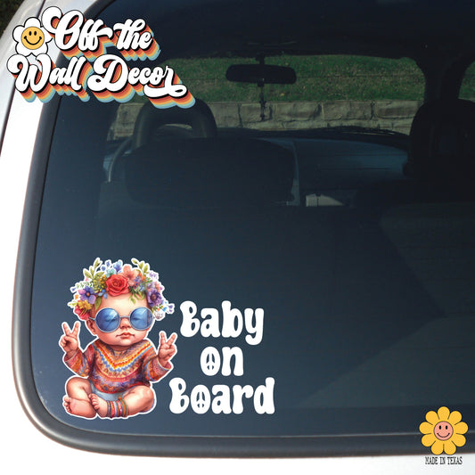 Groovy Hippie Baby | Baby on Board | Suction Cup Sign, Magnet OR Vinyl Decal Sticker