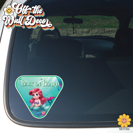 Little Mermaid Ariel | Baby on Board | Suction Cup Sign, Magnet OR Vinyl Decal Sticker