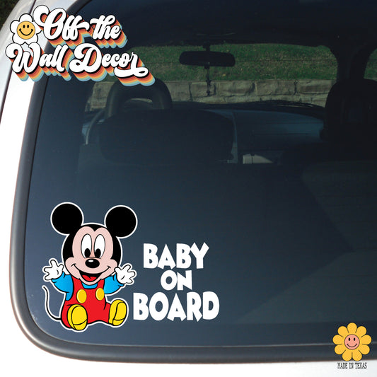 Baby on Board | Baby Mickey | Suction Cup Sign, Magnet OR Vinyl Decal Sticker