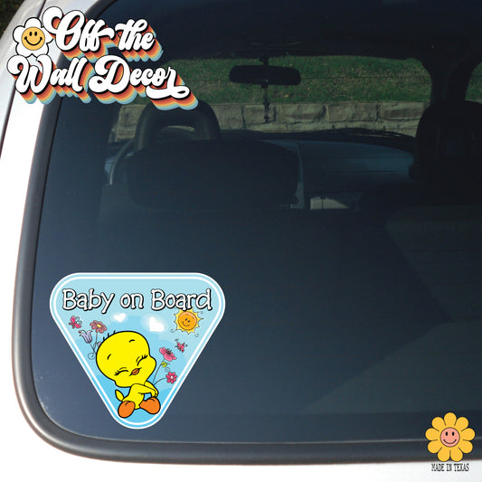 Baby Tweety Bird | Baby on Board | Suction Cup Sign, Magnet OR Vinyl Decal Sticker