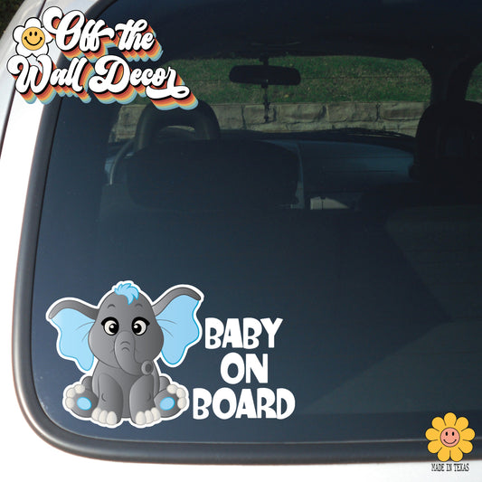 Baby Boy Elephant | Baby on Board | Suction Cup Sign, Magnet OR Vinyl Decal Sticker