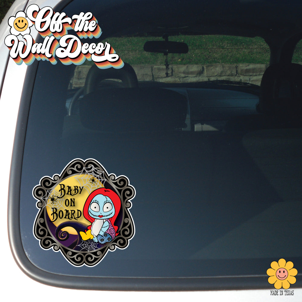 Sally Halloween | Baby on Board | Suction Cup Sign, Magnet OR Vinyl Decal Sticker