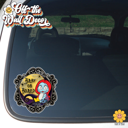 Sally Halloween | Baby on Board | Suction Cup Sign, Magnet OR Vinyl Decal Sticker