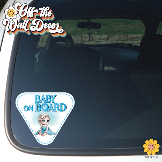 Little Princess Elsa | Baby on Board | Suction Cup Sign, Magnet OR Vinyl Decal Sticker
