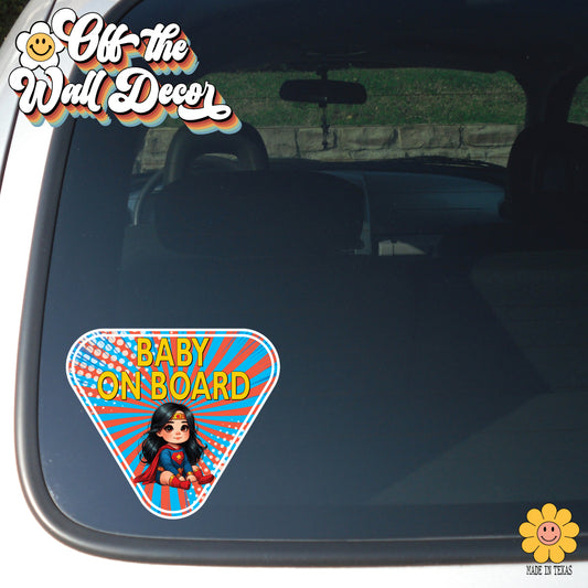 Little Wonder Woman | Baby on Board | Suction Cup Sign, Magnet OR Vinyl Decal Sticker