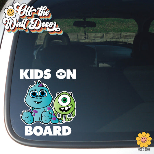 Little Sully & Mike | Kids on Board | Suction Cup Sign, Magnet OR Vinyl Decal Sticker