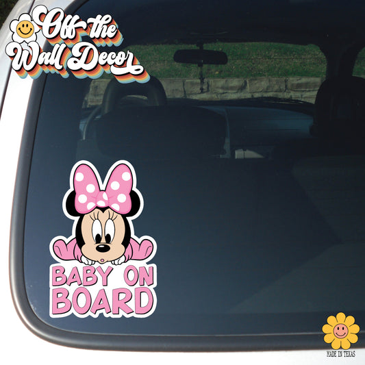 Baby Minnie | Baby on Board | Suction Cup Sign, Magnet OR Vinyl Decal Sticker