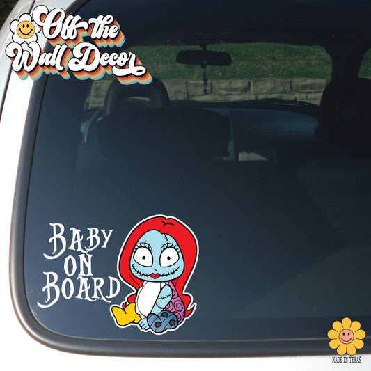 Sally Halloween | Baby on Board | Suction Cup Sign, Magnet OR Vinyl Decal Sticker