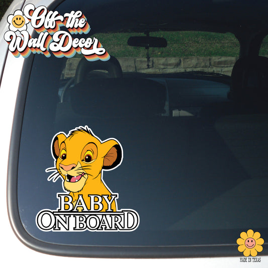 Simba | Baby on Board | Suction Cup Sign, Magnet OR Vinyl Decal Sticker