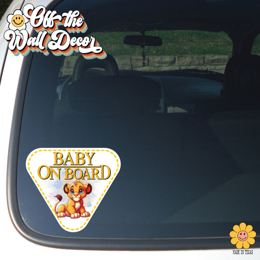 Simba | Baby on Board | Suction Cup Sign, Magnet OR Vinyl Decal Sticker