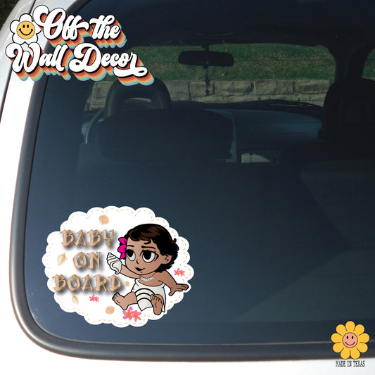 Moana Hawaiian Princess | Baby on Board | Suction Cup Sign, Magnet OR Vinyl Decal Sticker