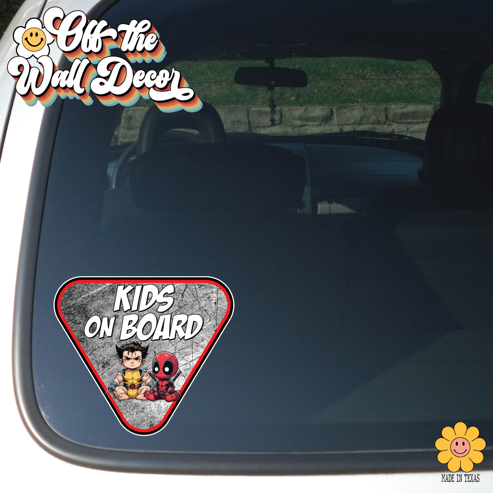 Wolverine & Deadpool | Kids on Board | Suction Cup Sign, Magnet OR Vinyl Decal Sticker