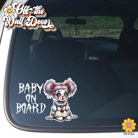 Scary Girly Clown | Baby on Board | Vinyl Decal Sticker