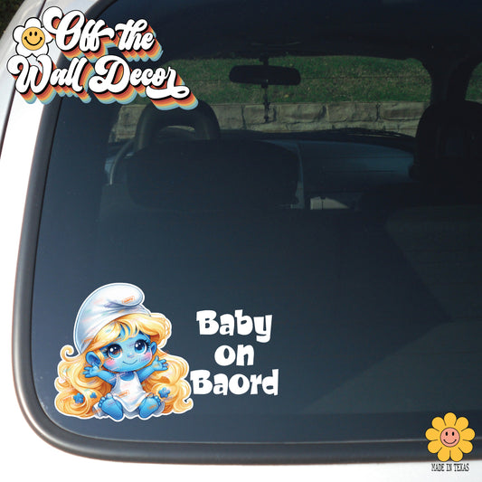 Little Smurfette | Baby on Board | Vinyl Decal Sticker