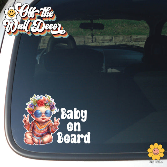Groovy Hippie Baby | Baby on Board | Vinyl Decal Sticker