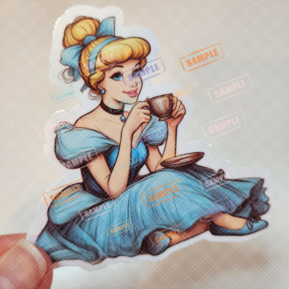 Princess Mug Waterproof Sticker: Holographic or Glossy Laminate