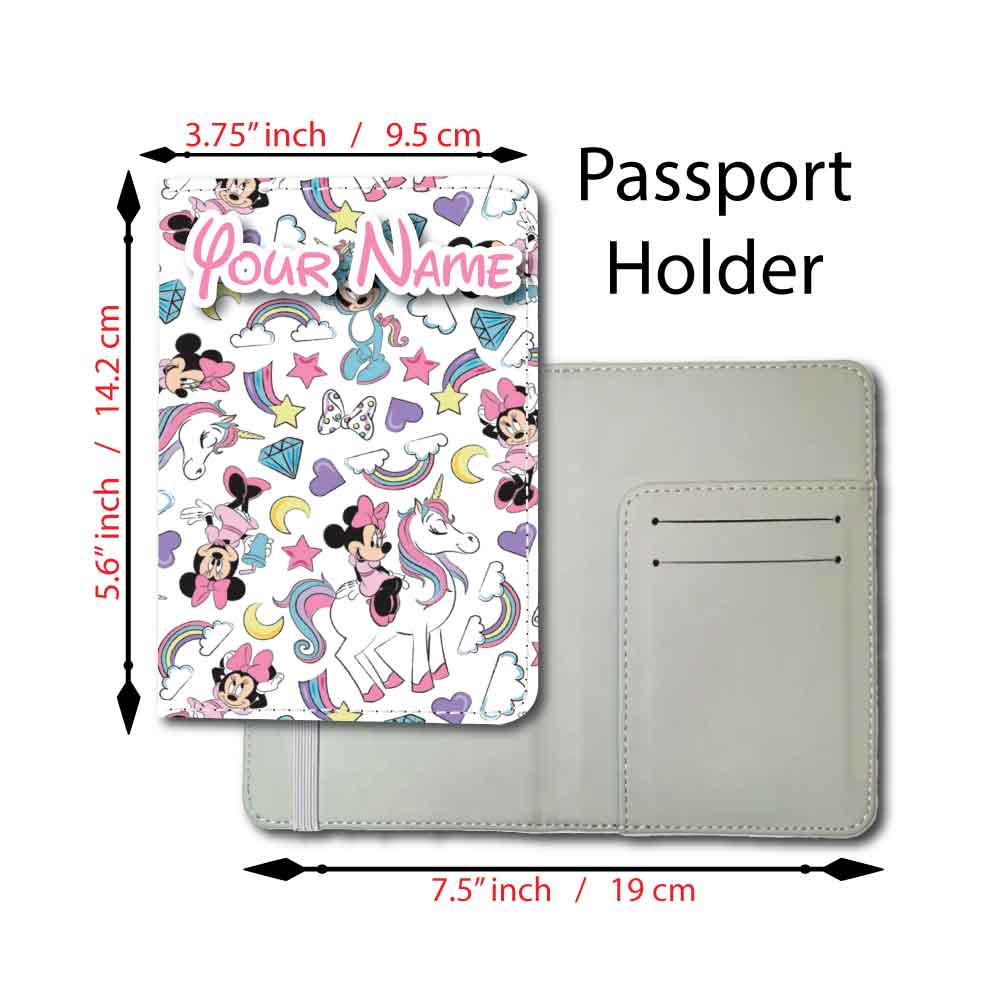 Minnie in Pink with Unicorn | Passport Holder & Luggage Tag