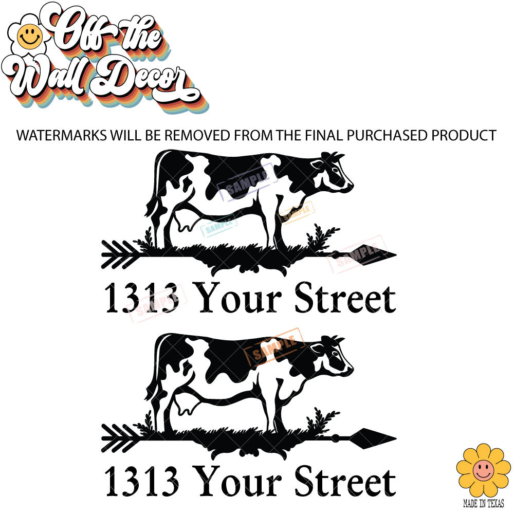 Cow  | Personalized Mailbox Address Decal - Customized Vinyl Sticker for Mailboxes Outdoor