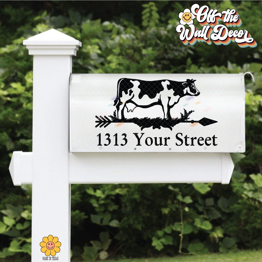 Cow  | Personalized Mailbox Address Decal - Customized Vinyl Sticker for Mailboxes Outdoor