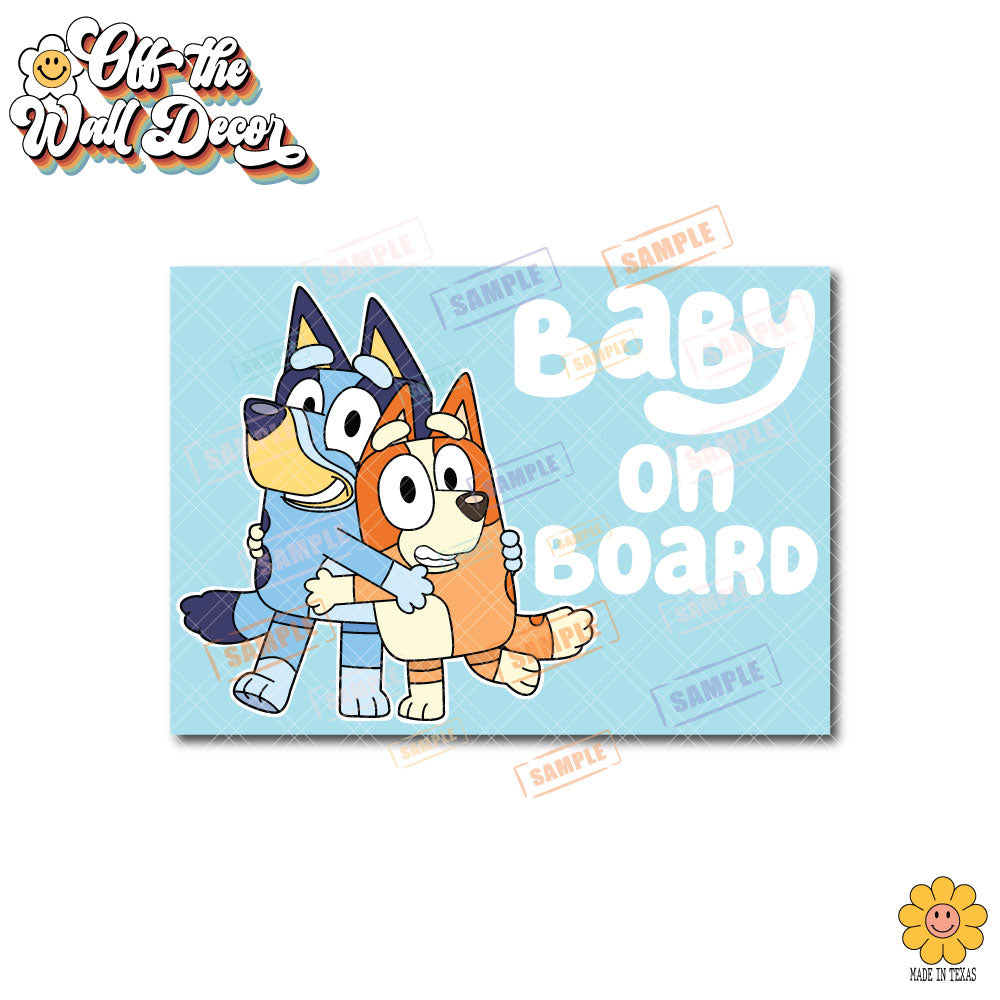 Bluey & Bingo | Baby on Board | Suction Cup Sign, Magnet OR Vinyl Decal Sticker