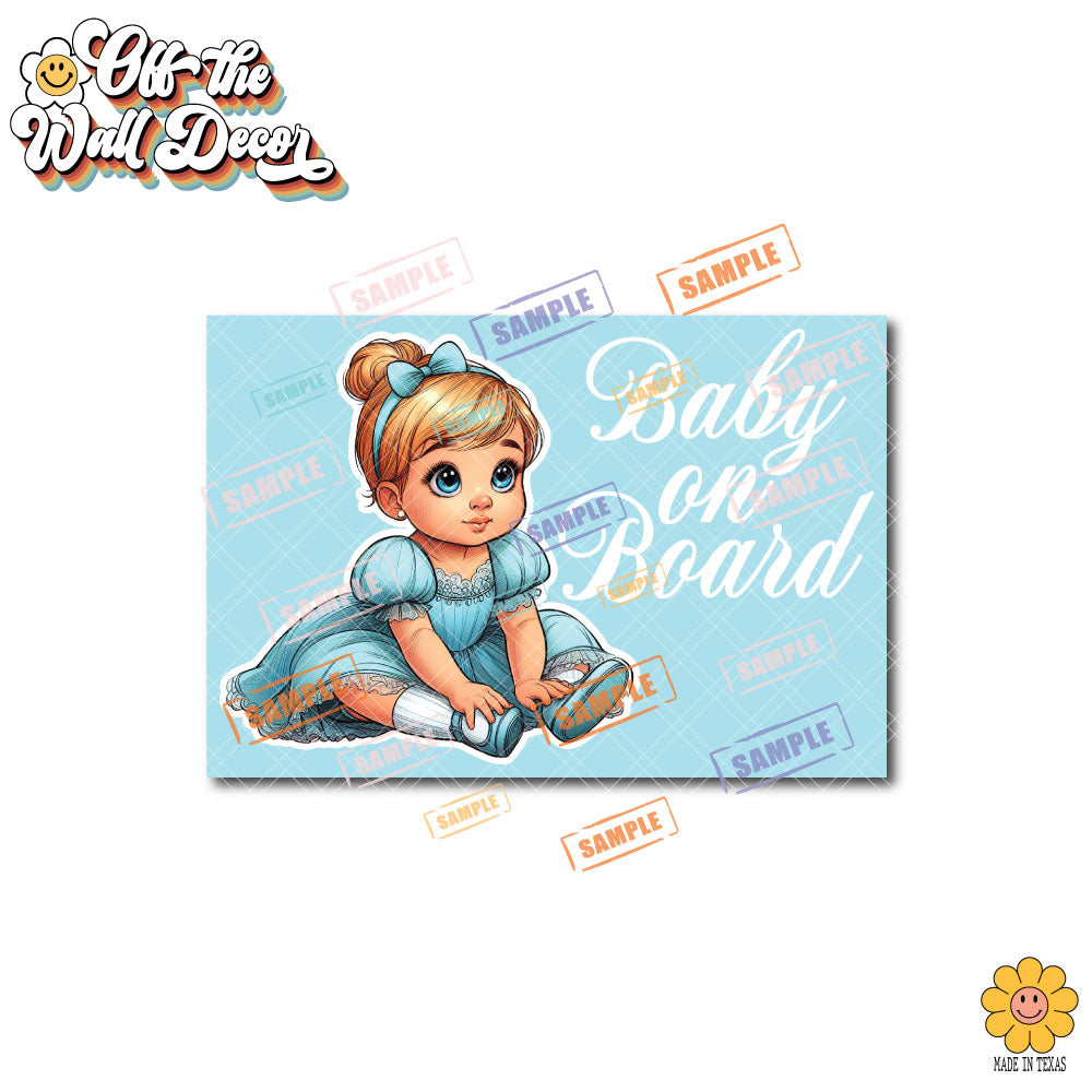 Little Cinderella | Baby on Board | Suction Cup Sign, Magnet OR Vinyl Decal Sticker