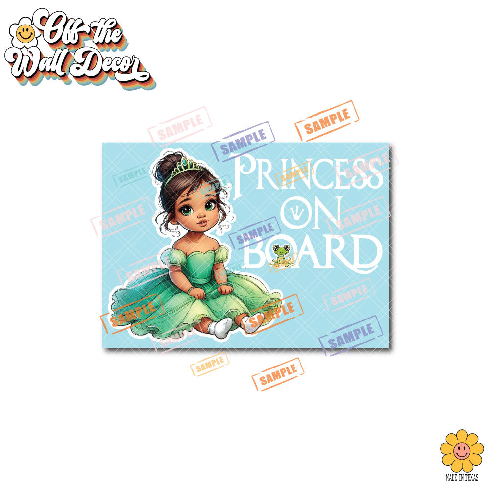 Baby Princess Tiana | Baby on Board | Suction Cup Sign, Magnet OR Vinyl Decal Sticker