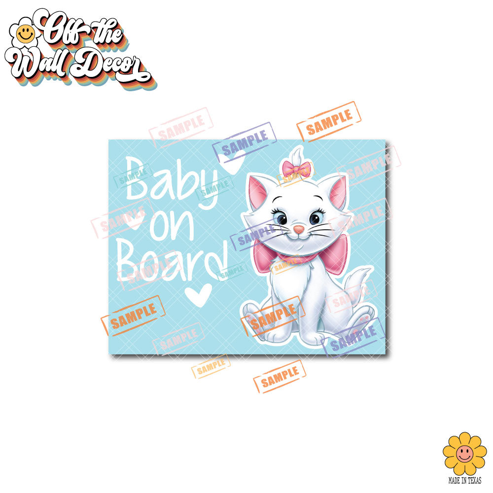 Marie Kitty | Baby on Board | Suction Cup Sign, Magnet OR Vinyl Decal Sticker