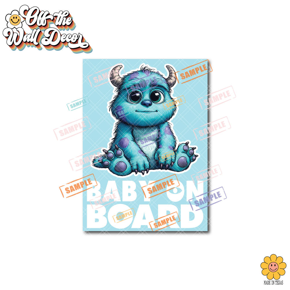 Baby Sully Monster | Baby on Board | Suction Cup Sign, Magnet OR Vinyl Decal Sticker