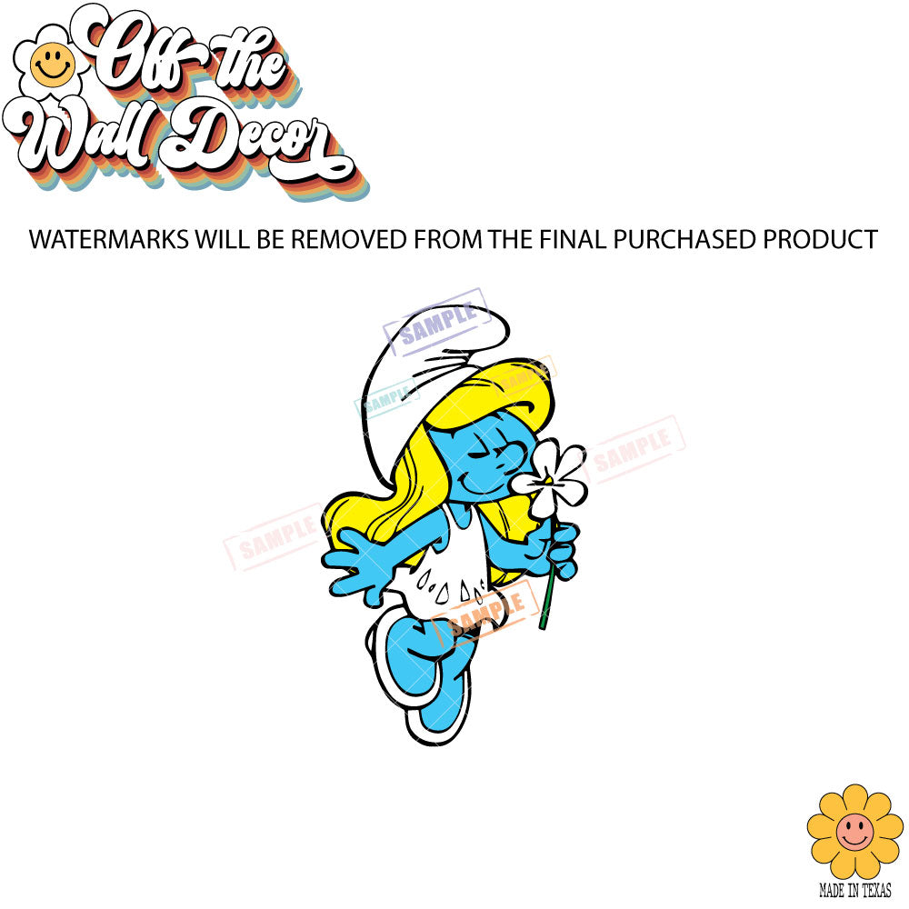 Smurfette Sniffing a Daisy | Vehicle Window, Vinyl decal sticker