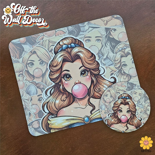 Bubblegum Girls | Desktop Mouse Pad with matching drink coaster